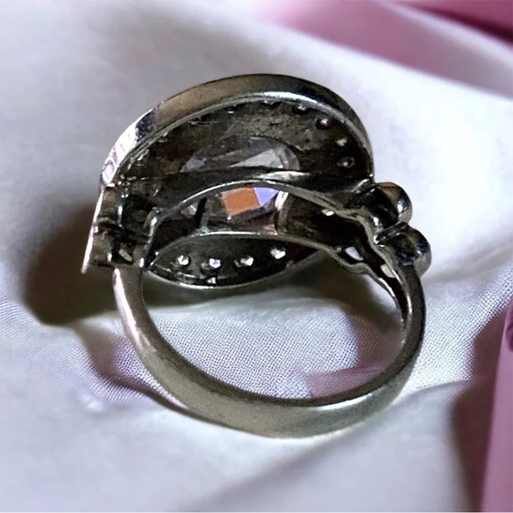 CZ Sterling Silver Antique Georgian Style Ring sz 6 - Picture 8 of 11